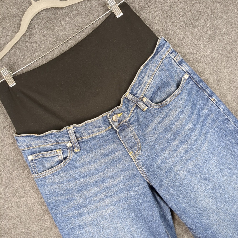 GAP Maternity Cropped Blue Denim Jeans with Black Panel